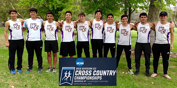 Whittier College men's cross country team poses for a photo