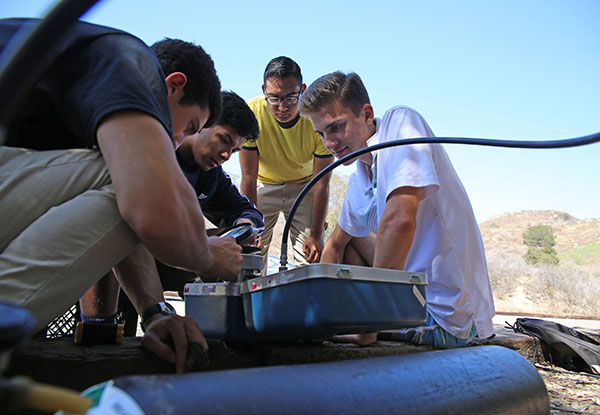 Students conduct a self-designed research project in the hills east of Whittier College.
