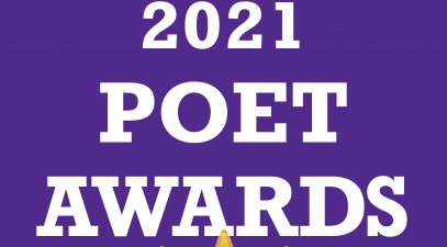 2021 Poet Awards graphic; purple box with stars