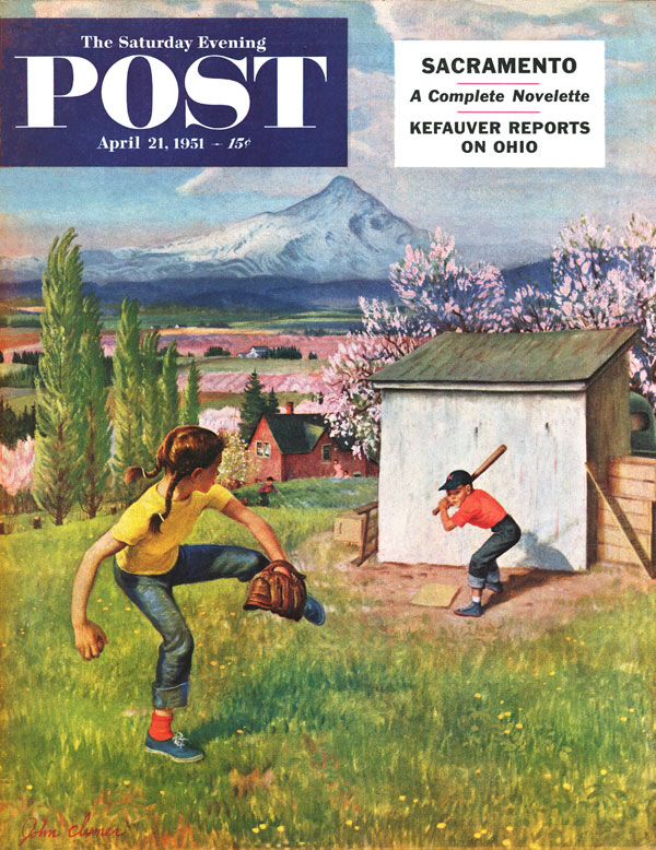 Women's Baseball, Saturday Evening Post Cover, Institute for Baseball Studies