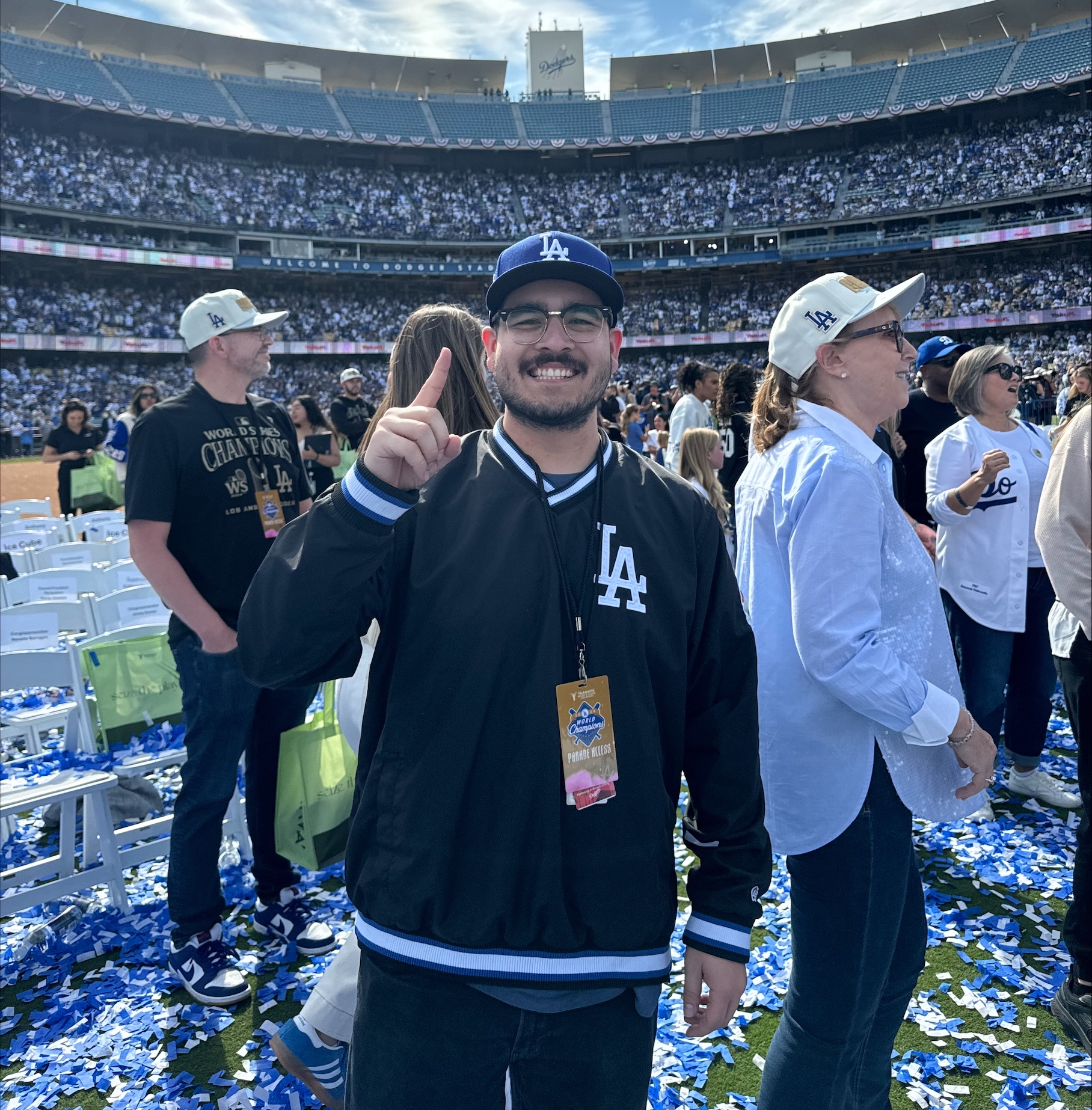 Alex Perez ’17 stands at Dodger Stadium. | Courtesy Alex Perez ’17