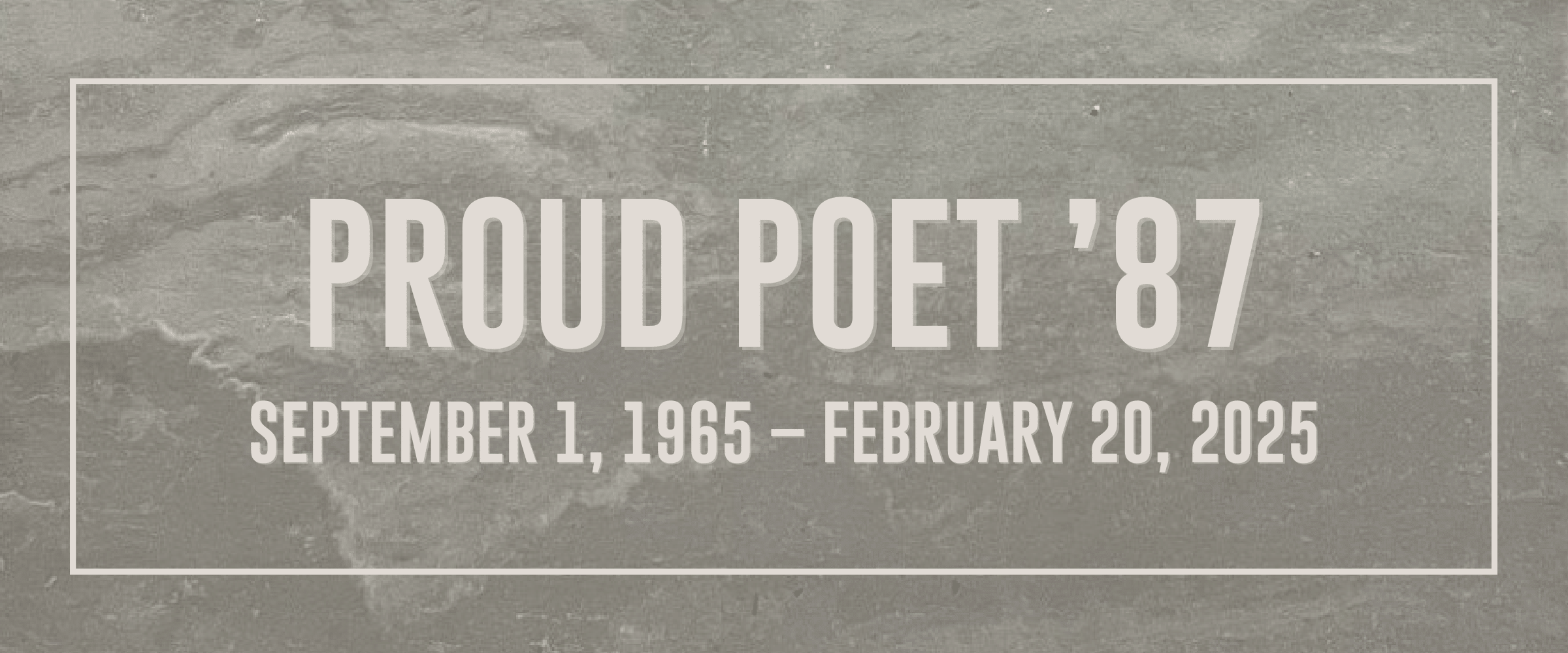 Proud Poet '87 Memorial Plaque