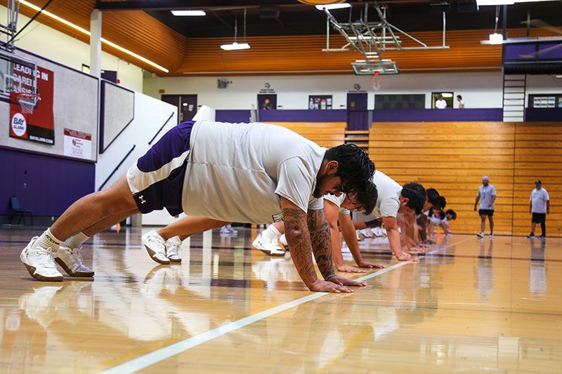 Football players at practice