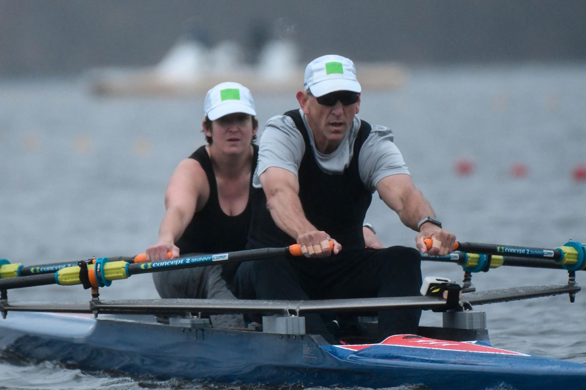 Russell Gernaat and Laura Goodkind rowing. US Rowing image.