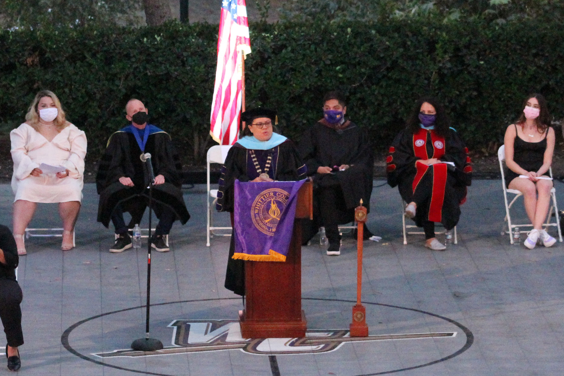 President Linda Oubré speaking at the President's Convocation and Light of Learning Ceremony