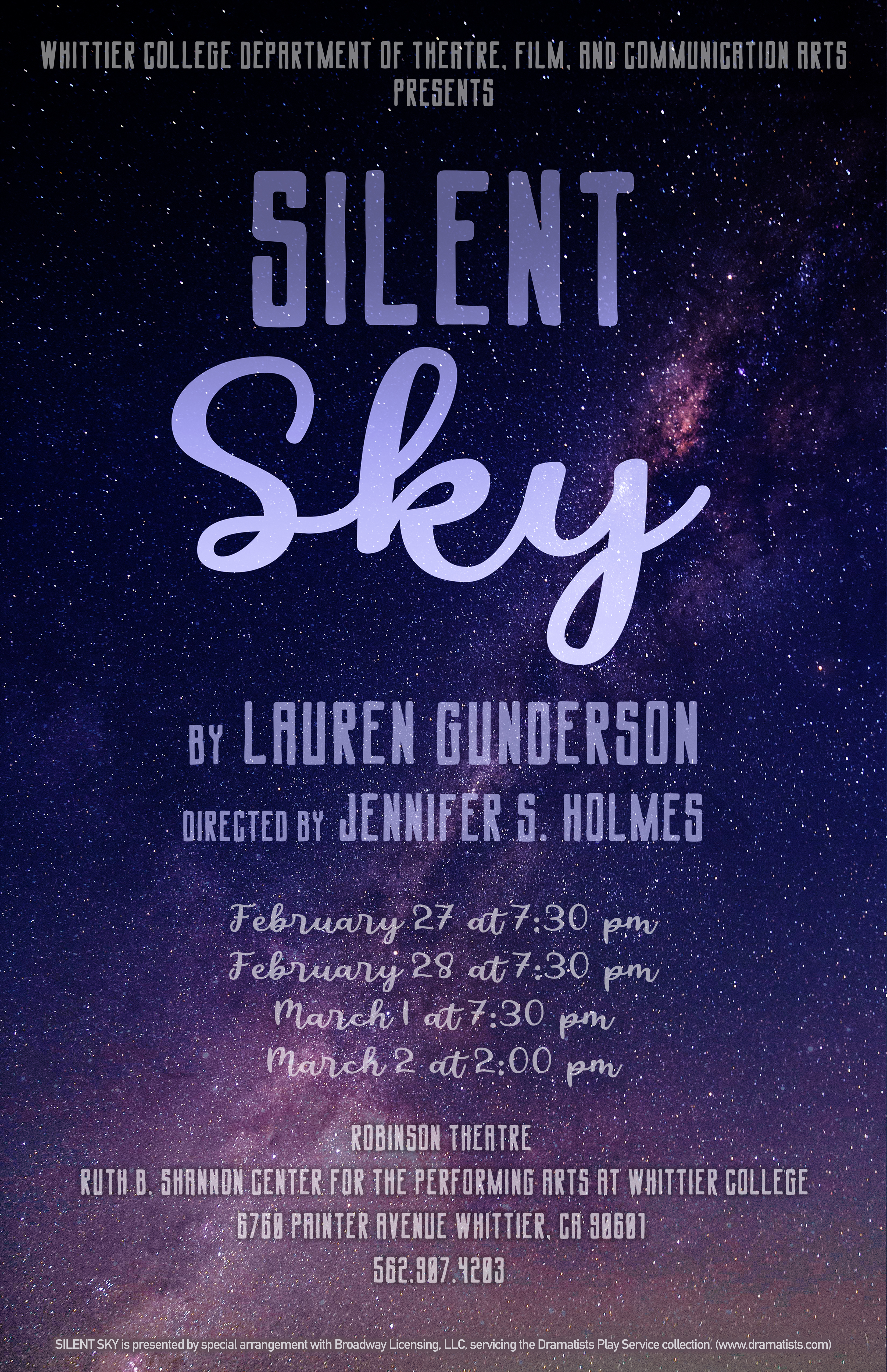 Silent Sky | Courtesy Whittier College