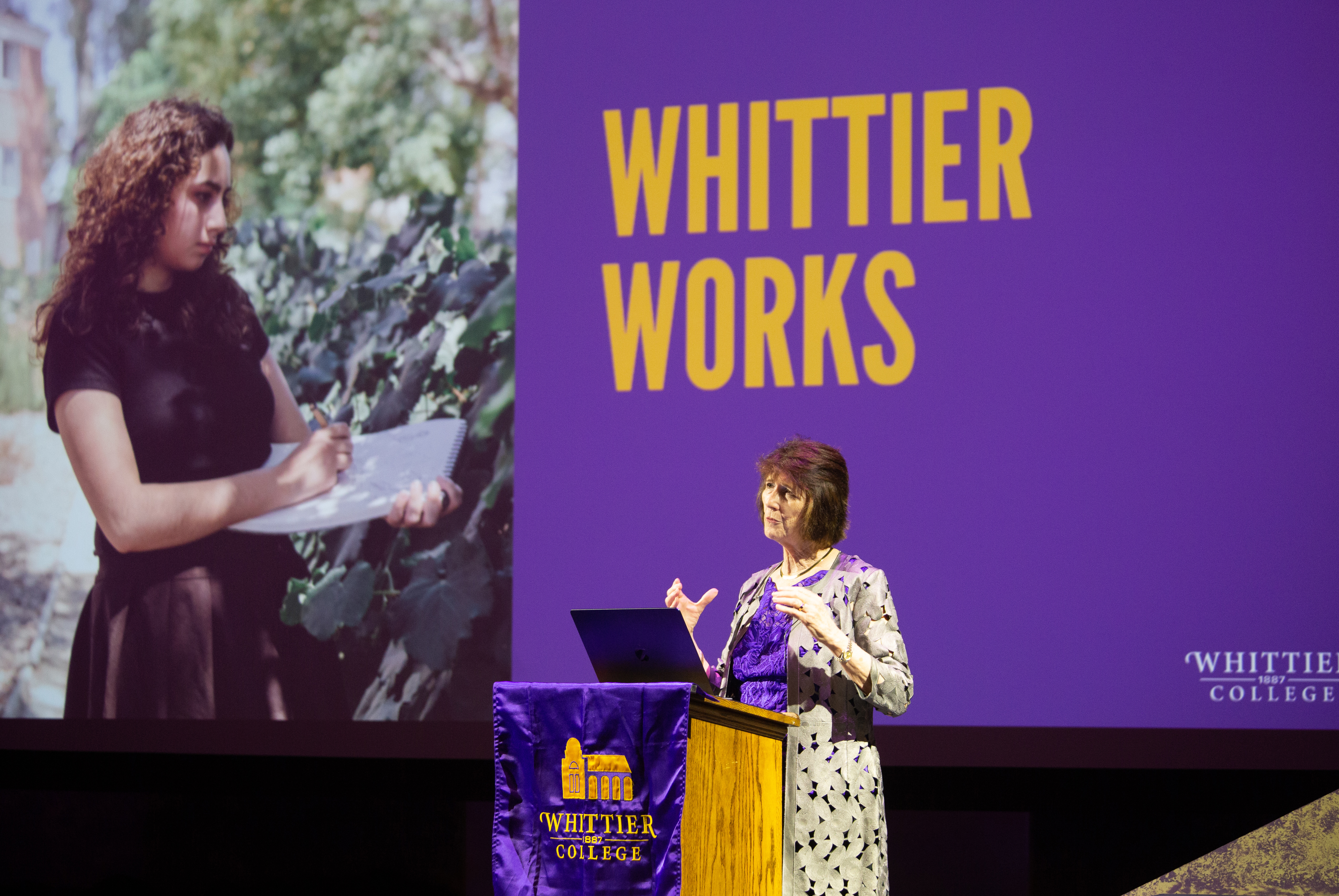 President Kristine Dillon ’73, Ph.D., welcomed Poets back for Homecoming Weekend with the 2025 State of the College Address and Poet Awards ceremony.