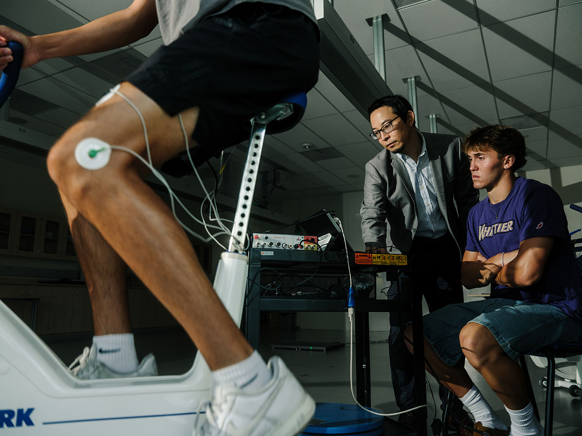 Professor and student in kinesiology lab