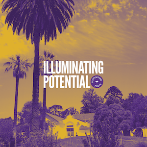 Whittier campus with "Illuminating Potential" text
