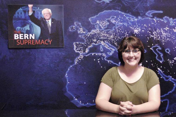 Political science student Carly Stevens on The Daily Show.