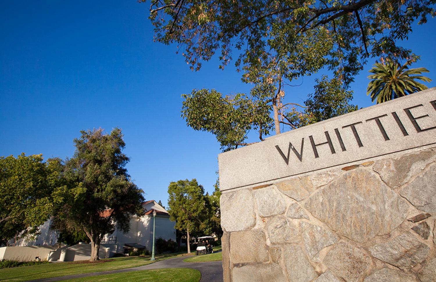 Whittier College sign
