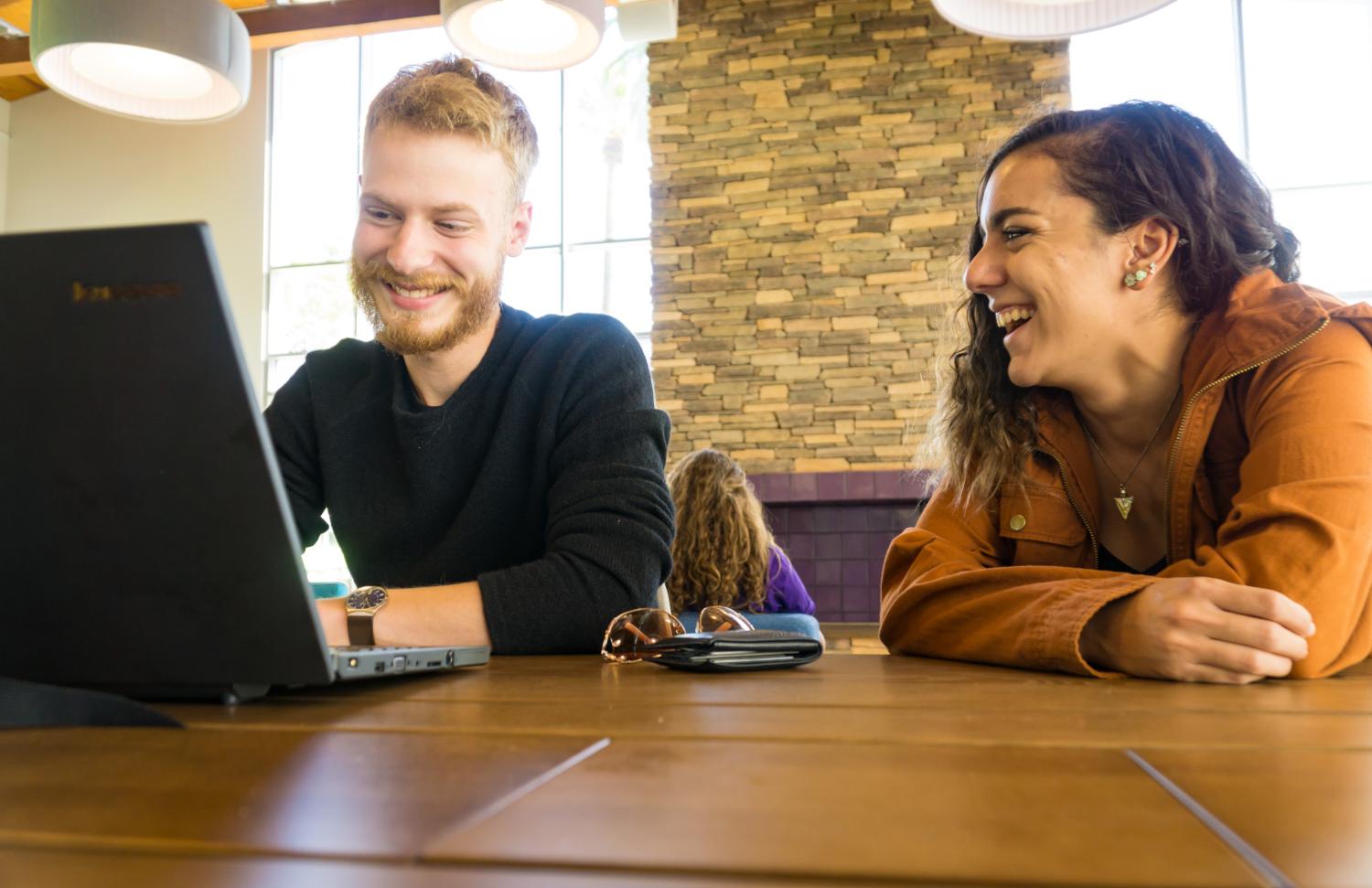 Two students studying together