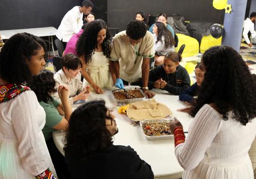 Students around a table