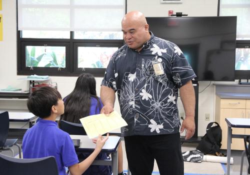 Koy Allen Omo in a classroom