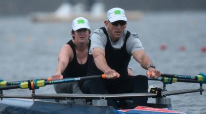 Russell Gernaat and Laura Goodkind rowing (US Rowing)