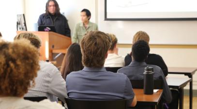 Students present at the Project-Based Learning Expo Wednesday, Dec. 4, 2024. | Sorel Vazquez/Whittier College