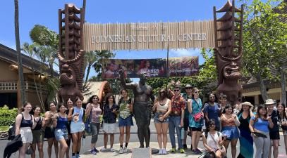  Students in the ‘Ohana in the USA class visit the Polynesian Cultural Center in Hawaii. |  Ayesha Shaikh/Whittier College