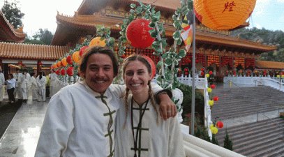 Two students at the temple