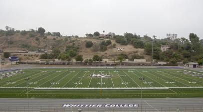 A panoramic view of the football field