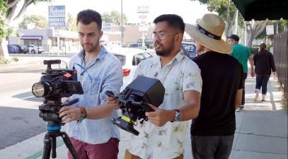 Recent alumni and students work on an indie film set in Whittier.