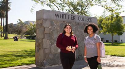 Whittier College campus, students