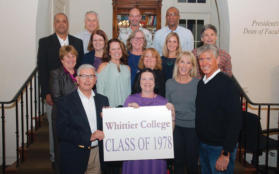 A large group of alumni from the Whittier Colege class of 1978.