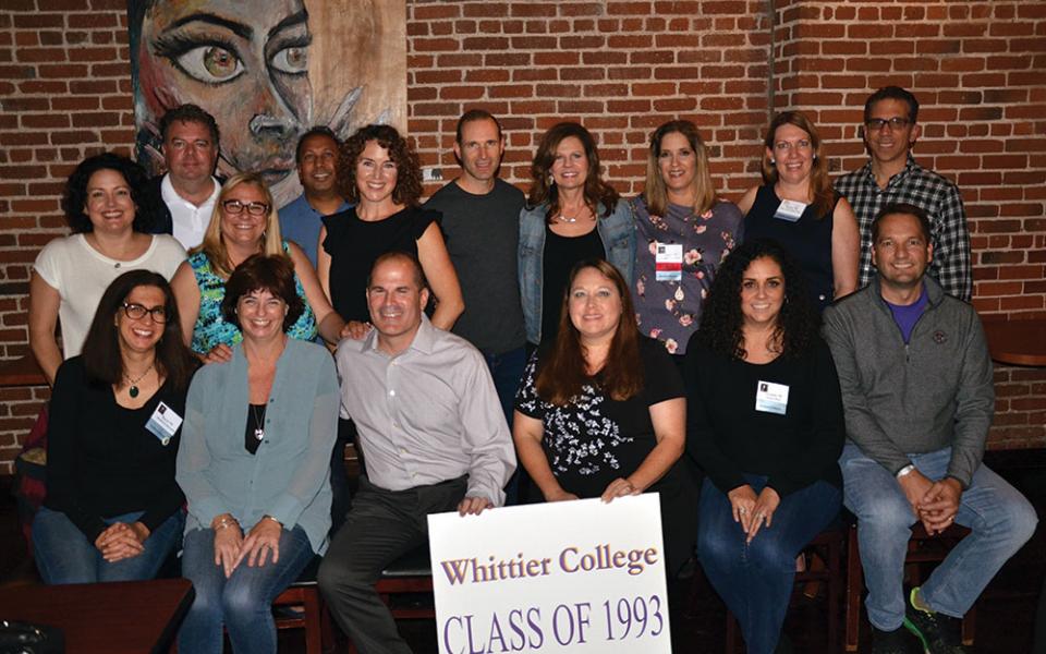 A large group of alumni from the Whittier Colege class of 1993.