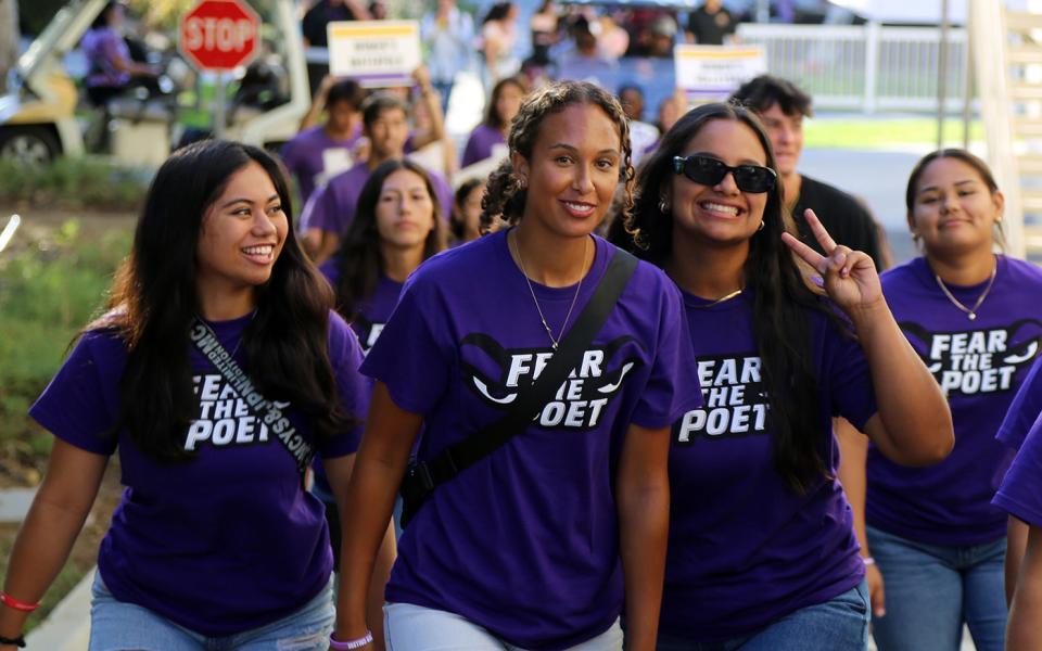 Students in the parade of Poet athletes